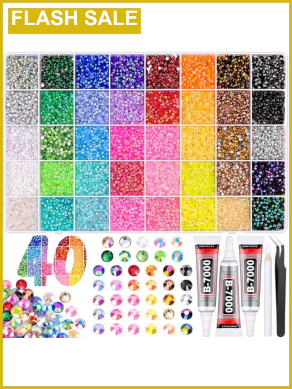 50,000 Jelly Rhinestones Kit with B7000 Glue and Tools for DIY Crafts